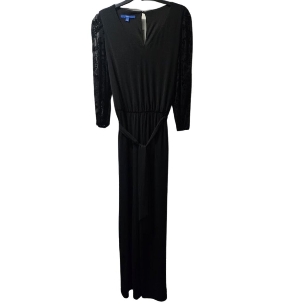 Apt. 9 black jumpsuit with sheer sleeves, elastic waist and pockets Size…